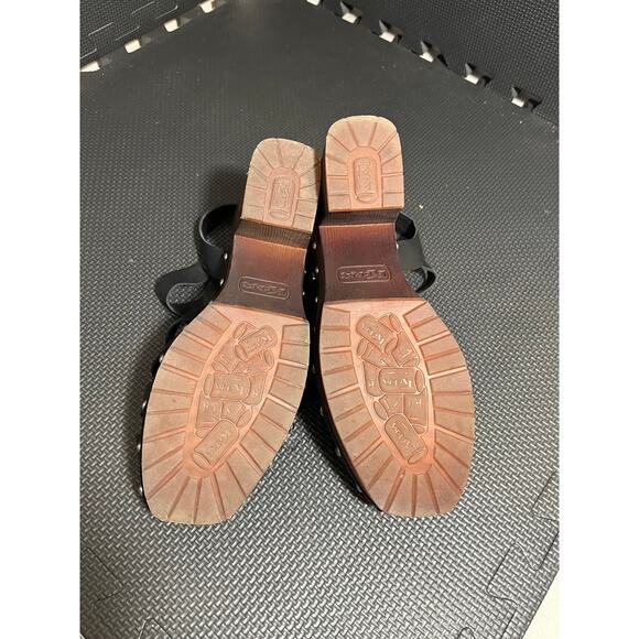 Korks Whitney Platform Sandal Women’s Black Wood‎ Grain Studded Fisherman Size 8 - Picture 5 of 8